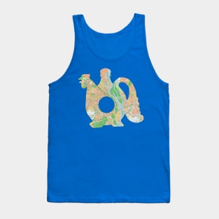 Ukrainian Teapot Silhouette cut from street map of Kiev Tank Top